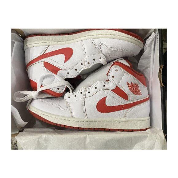 Nike Air Jordan 1 Mid SE Shoes White Lobster Dune Red FJ3458-160 Men\'s Sz 8 NEW main image 9
